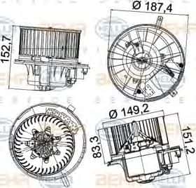 Вентилятор салона Behr Hella 8EW 351 043-221