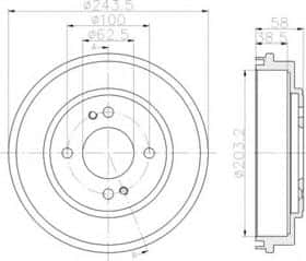 Тормозной барабан Behr Hella 8DT 355 301-041
