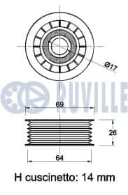 Обводной ролик поликлинового ремня Ruville 540763
