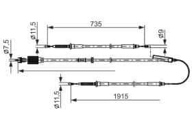 Трос ручного гальма Bosch 1987482801