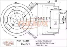 Тормозной барабан Fremax bd3904