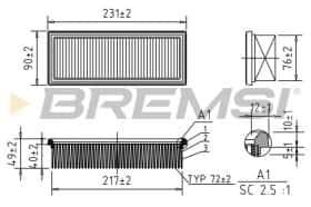 Повітряний фільтр Bremsi fa0544