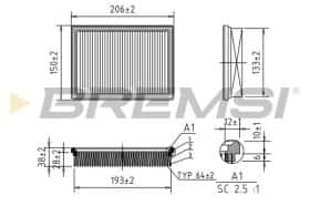 Повітряний фільтр Bremsi fa1407
