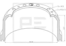 Тормозной барабан PE Automotive 016.502-00A