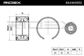 Підшипник ступиці колеса RIDEX 654w0012