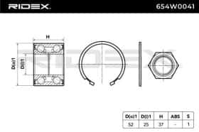 Підшипник ступиці колеса RIDEX 654w0041