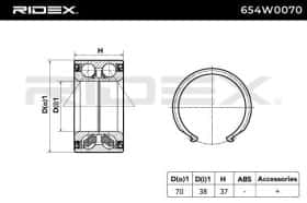 Підшипник ступиці колеса RIDEX 654w0070
