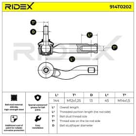 Наконечник рулевой тяги RIDEX 914t0202
