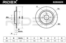 Тормозной диск RIDEX 82b0609 Тормозной диск RIDEX 82b0609