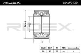 Подшипник ступицы колеса RIDEX 654w0439