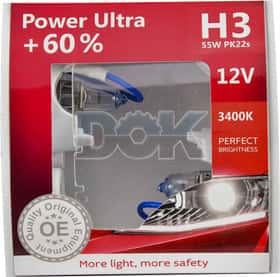 Автолампа Brevia Power Ultra +60% H3 PK22s 55 W прозрачная 12030PUS