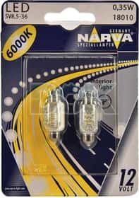 Автолампа Narva C5W SV8,5 0,36 W прозрачная 18010 Автолампа Narva C5W SV8,5 0,36 W прозрачная 18010