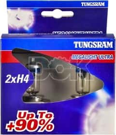 Автолампа Tungsram Megalight Ultra +90 H4 P43t-38 55 W 60 W прозоро-блакитна 50440sxu2d