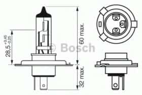 Автолампа Bosch Plus 30 H4 P43t 55 W 60 W 1987302042 Автолампа Bosch Plus 30 H4 P43t 55 W 60 W 1987302042