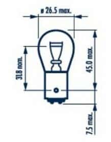 Автолампа Narva P21/5W BAY15d 5 W 21 W прозрачная 17916