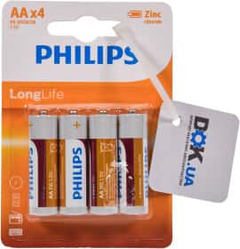 Батарейка Philips LongLife R6L4B/10 AA (пальчиковая) 1,5 V 4 шт Батарейка Philips LongLife R6L4B/10 AA (пальчиковая) 1,5 V 4 шт