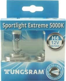 Автолампа Tungsram Sportlight Extreme H4 P43t 55 W 60 W прозоро-блакитна 50440SUP2D Автолампа Tungsram Sportlight Extreme H4 P43t 55 W 60 W прозоро-блакитна 50440SUP2D