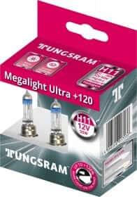 Автолампа Tungsram Megalight Ultra +120 H11 PGJ19-2 55 W прозоро-блакитна 53110snu2d