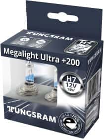 Автолампа Tungsram Megalight Ultra +200 H7 PX26d 55 W прозрачно-голубая TU58520XHU2PL