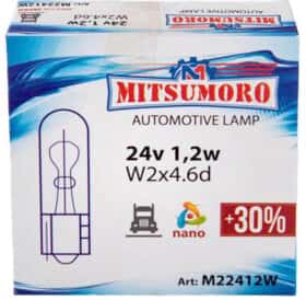 Автолампа Mitsumoro W2x4,6d 1,2 W прозора M22412W Автолампа Mitsumoro W2x4,6d 1,2 W прозора M22412W
