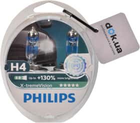 Автолампа Philips X-tremeVision +130% H4 P43t-38 55 W 60 W прозоро-блакитна 12342XVS2 Автолампа Philips X-tremeVision +130% H4 P43t-38 55 W 60 W прозоро-блакитна 12342XVS2
