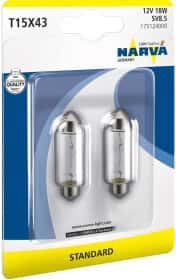 Автолампа Narva T15X43 SV8,5 18 W белая 175124000