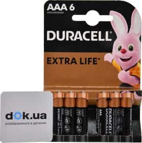 Батарейка Duracell RL043420 AAA (мизинчиковая) 1,5 V 6 шт