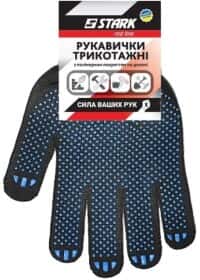 Перчатки рабочие Stark хб + полиэстер с точками ПВХ черные Перчатки рабочие Stark хб + полиэстер с точками ПВХ черные