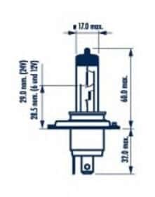 Автолампа Narva Long Life H4 P43t 55 W 60 W прозора 48889
