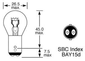 Автолампа Lucas P21/5W BAY15d 5 W 21 W прозора LLB294T