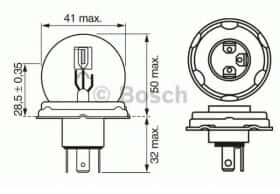 Автолампа Bosch Pure Light R2 P45t 40 W 45 W прозора 1987302023