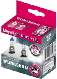 Автолампа Tungsram Megalight Ultra +120 HB3 P20d 60 W прозоро-блакитна 53810nu2d