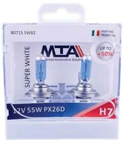 Автолампа MTA Super White H7 PX26d 55 W світло-блакитна 80715SWB2 Автолампа MTA Super White H7 PX26d 55 W світло-блакитна 80715SWB2