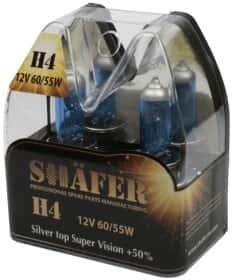 Автолампа Shafer Silver top Super Vision +50% H4 P43t 55 W 60 W світло-блакитна SL3004S