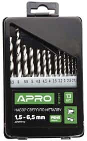 Набор сверл Apro спиральных по металлу 810201 1.5-6.5 мм 13 шт.