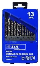 Набір свердл S&R спіральних по металу Meister 108809130 1.5-6.5 мм 13 шт.