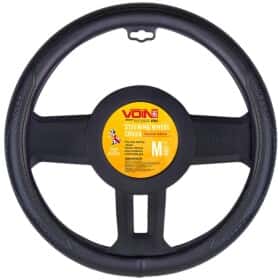 Чехол на руль Voin VLOD-L2171 кожа с перфорацией с 1 швом и прямым узором цвет черный