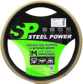 Чехол на руль Steel Power 4415E пвх с перфорацией с 1 швом цвет черно-бежевый Чехол на руль Steel Power 4415E пвх с перфорацией с 1 швом цвет черно-бежевый