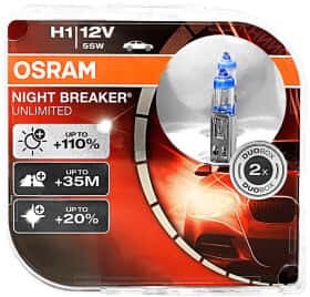 Автолампа Osram Night Breaker Unlimited H1 P14,5s 55 W прозоро-блакитна 64150NBU-HCB