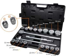 Набор торцевых головок и комплектующих WMC Tools 6201B 3/4" (21 пр.)