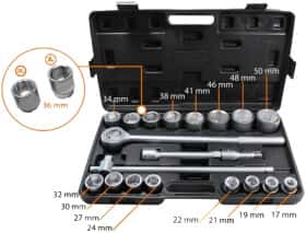 Набор торцевых головок и комплектующих WMC Tools 6201B-5 3/4" (21 пр.)
