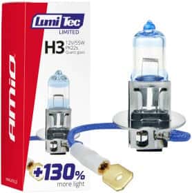 Автолампа Amio LumiTec Limited +130% H3 PK22s 55 W прозоро-блакитна 02131