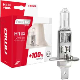 Автолампа Amio LumiTec Silver +100% H1 P14,5s 55 W прозрачная 01401