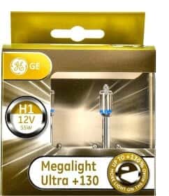 Автолампа General Electric Megalight Ultra +130 H1 P14,5s 55 W прозрачно-голубая 50310xnu2d