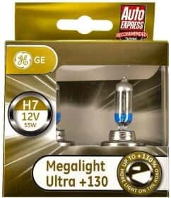 Автолампа General Electric Megalight Ultra +130 H7 PX26d 55 W прозоро-блакитна 58520xnu2d