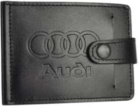Затискач для купюр Poputchik 4021-040 з логотипом Audi колір чорний