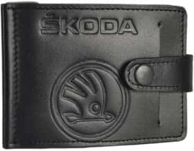 Затискач для купюр Poputchik 4021-030 з логотипом Skoda колір чорний