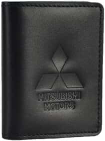 Обкладинка для прав і техпаспорта Poputchik 5164-036 з логотипом Mitsubishi колір чорний