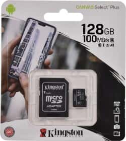 Карта памяти Kingston Canvas Select Plus microSDXC 128 ГБ с SD-адаптером Карта памяти Kingston Canvas Select Plus microSDXC 128 ГБ с SD-адаптером