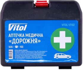 Аптечка автомобильная Vitol Дорожная в жестком чехле VT102 Аптечка автомобильная Vitol Дорожная в жестком чехле VT102
